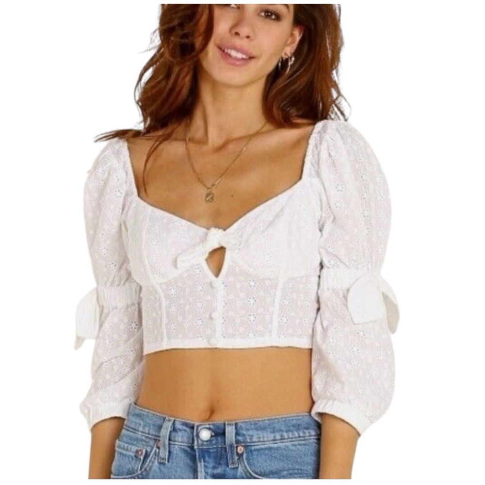 For Love and Lemons Women's Summer Bora Blouse White Size S